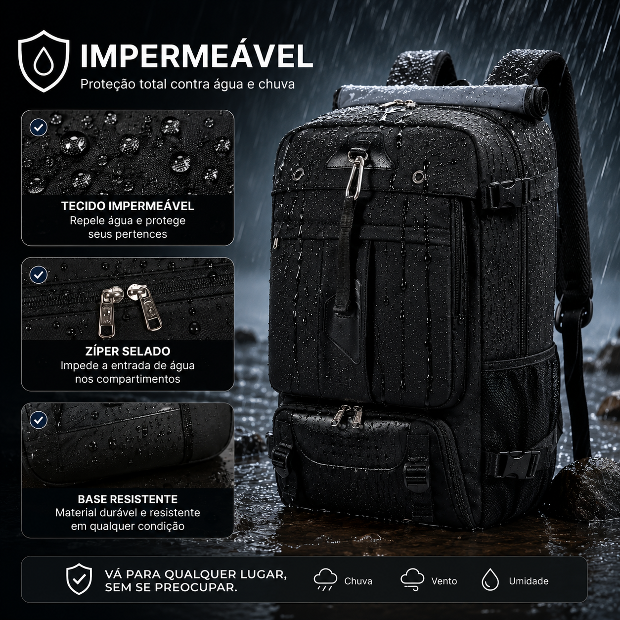 Mochila Voykr 60L com Carregador - detalhes